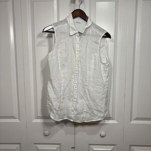 Island Company Linen Sun Top Women L Sleeveless Resortcore Beach Coastal Chic